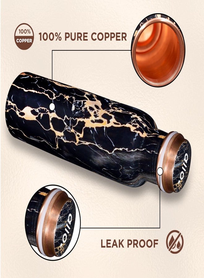 Allo Pure Copper Water Bottle 1 Litre Copper Bottle | Alkaline and Anti Oxidant | 100% Leak Proof, Office, Gym Bottle, Modern Tamba Bottle for Adults, Best Gift for Diwali (Black Natural Marble) - Image 3